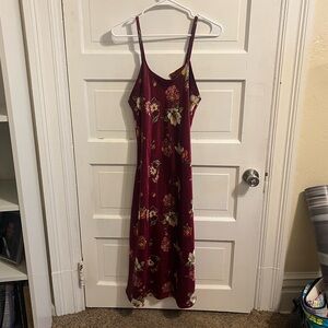 Burgundy Floral Slip Dress